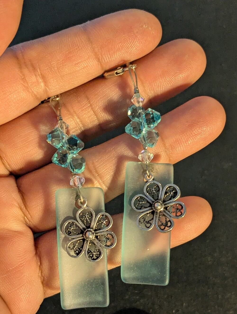 Handmade 925 Sterling Silver Dangle Earrings